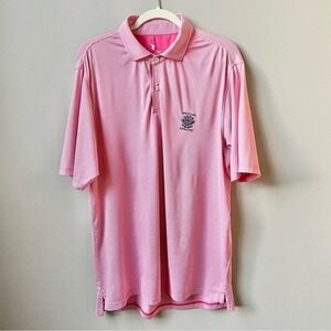 Whistling Straits Shirt Men's Large Golf Polo Stripes Pink White Athletic Tech